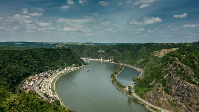 Time lapse of Loreley above the rhine valley, Rhineland-Palatinate, Germany