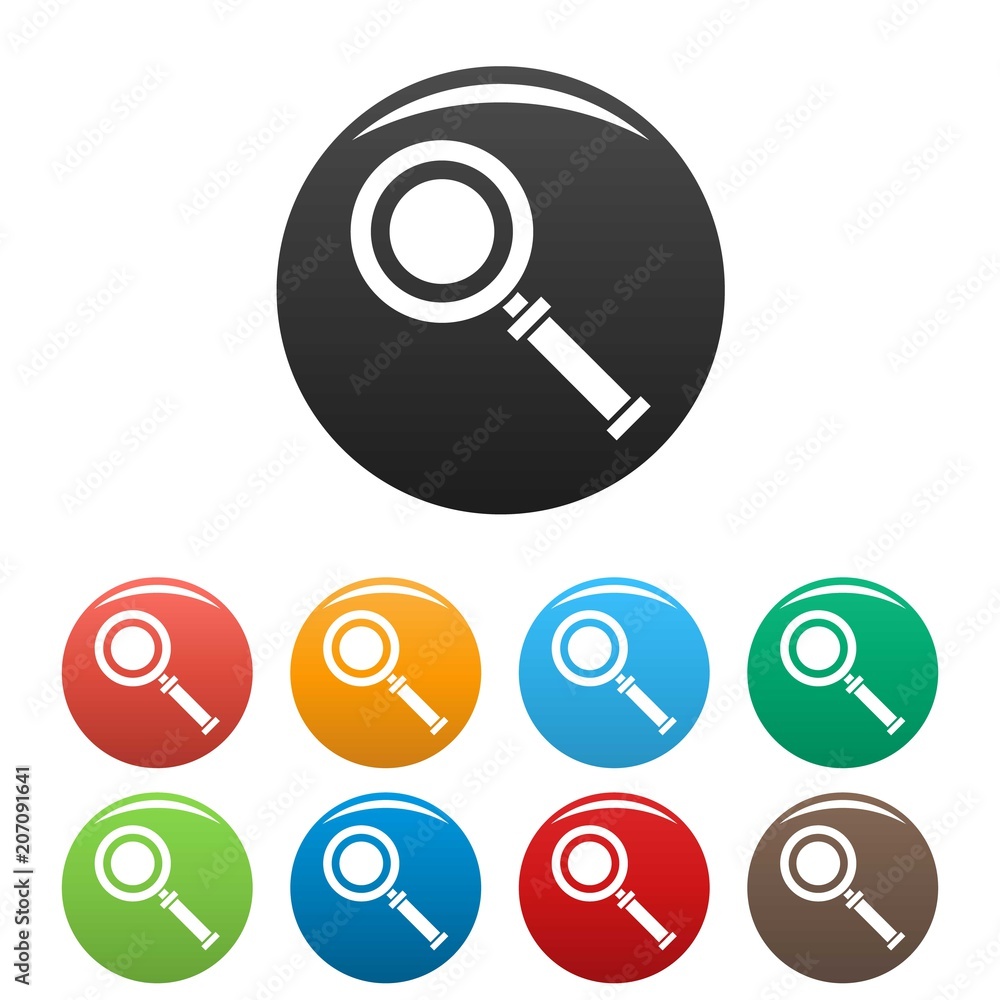 Poster cursor magnifier icon. simple illustration of cursor magnifier vector icons set color isolated on wh