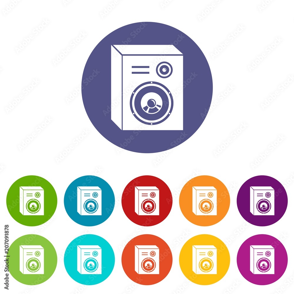 Aufkleber studio speakers icons color set vector for any web design on white background