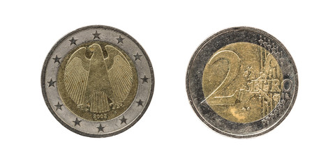 Old and used 2 Euro coin