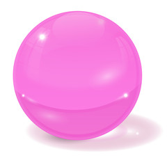 Pink glass ball. 3d sign with shadow