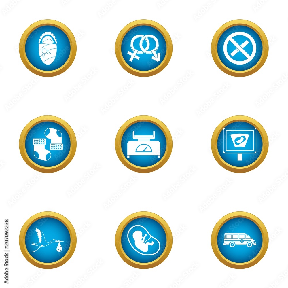 Poster adopt icons set. flat set of 9 adopt vector icons for web isolated on white background