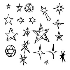 Hand drawn Sketch doodle illustration vector line Star icon set eps10