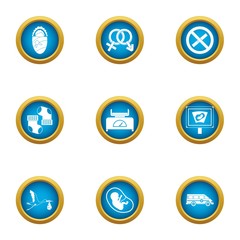 Adopt icons set. Flat set of 9 adopt vector icons for web isolated on white background