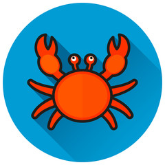 crab circle blue flat icon