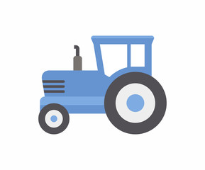 Blue Tractor icon. flat style. isolated on white background