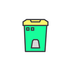 Trash can filled outline icon, line vector sign, linear colorful pictogram isolated on white. garbage can symbol, logo illustration. Pixel perfect vector graphics