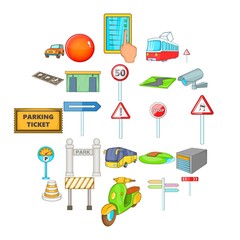 Map navigation icons set. Cartoon set of 25 map navigation vector icons for web isolated on white background