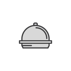 Food tray filled outline icon, line vector sign, linear colorful pictogram isolated on white. Restaurant cloche symbol, logo illustration. Pixel perfect vector graphics