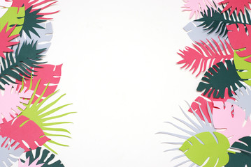 Palm Green Leaves Tropical Exotic Tree Isoalted on White Background. Square Image. Holliday Patern Template Leaf