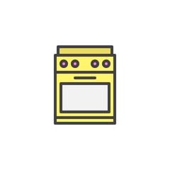 Kitchen stove filled outline icon, line vector sign, linear colorful pictogram isolated on white. Oven symbol, logo illustration. Pixel perfect vector graphics