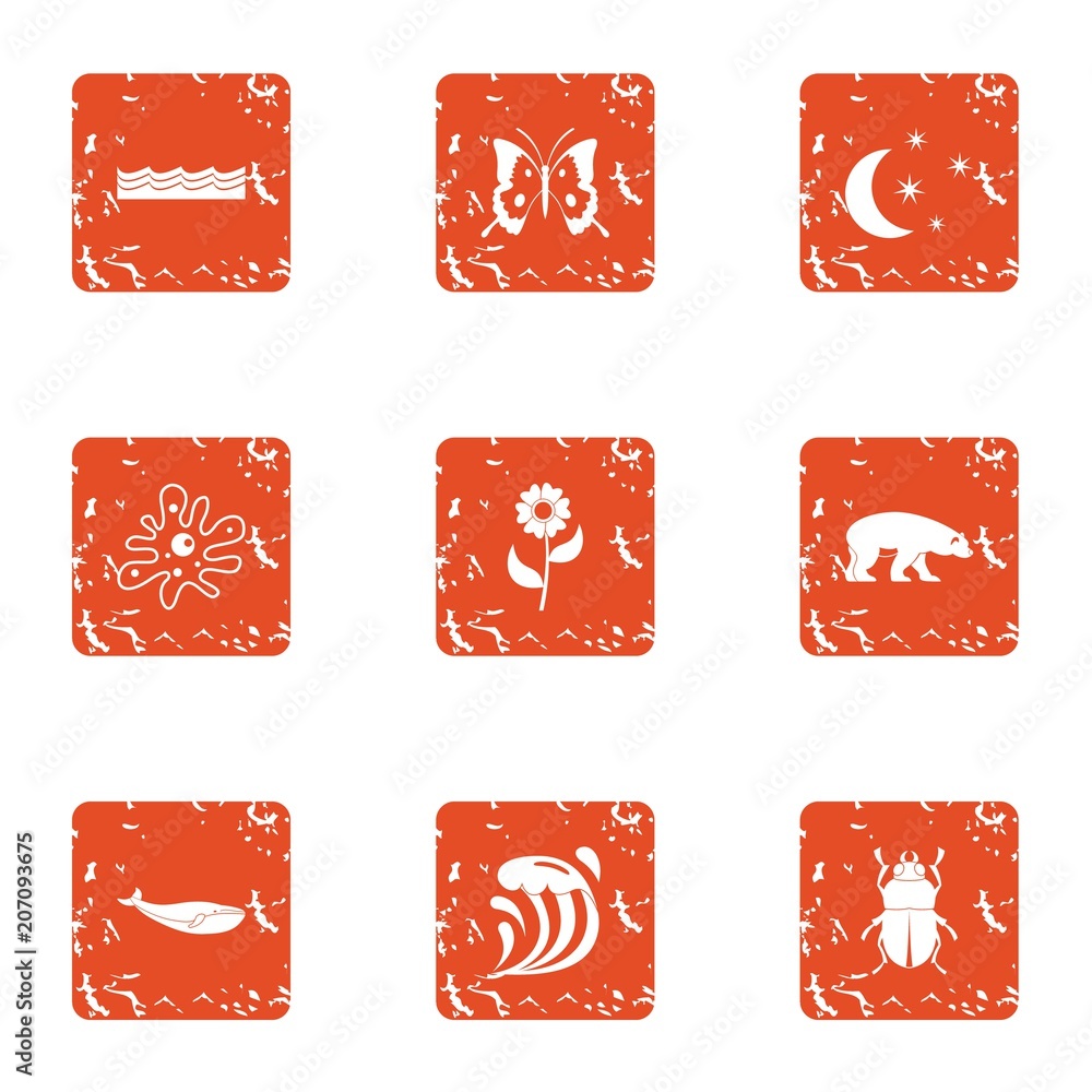 Poster stock breeding icons set. grunge set of 9 stock breeding vector icons for web isolated on white back