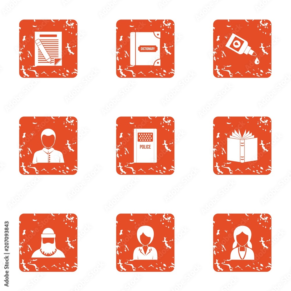 Poster bill icons set. grunge set of 9 bill vector icons for web isolated on white background
