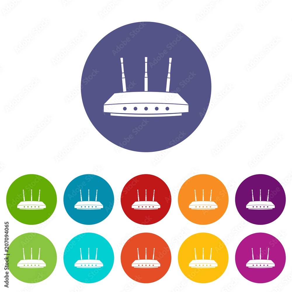 Poster router icons color set vector for any web design on white background