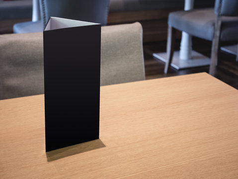 Mock up Menu Blank Signboard stand on Table in Bar restaurant cafe