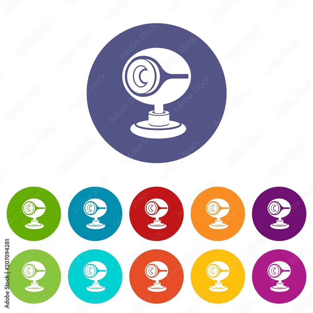 Poster web camera icons color set vector for any web design on white background