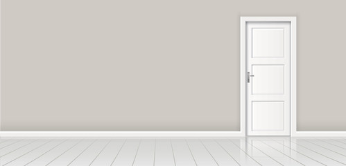 Element of architecture - vector background wall and closed white door