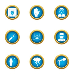 Medical faculty icons set. Flat set of 9 medical faculty vector icons for web isolated on white background