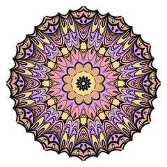 Floral Geometric Pattern with hand-drawing Mandala. Vector illustration. For fabric, textile, bandana, scarg, print.