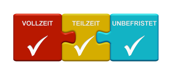 3 Puzzle Buttons zeigen Vollzeit teilzeit Unbefristet