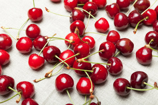 Agriculture berry background, delicious cherry.