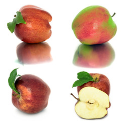 many different apples on a white background, red and yellow apples without background, many different.