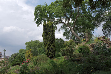 The  Monceau park in Paris city