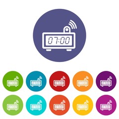Electronic alarm clock icons color set vector for any web design on white background