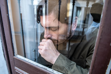 portrait of middle aged man sad and depressed in mental health concept