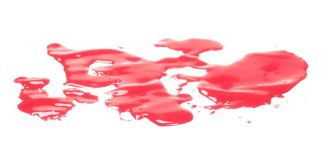 Smeared blood, spatter, dripping isolated on white background, with clipping path