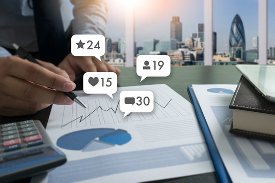 Contact us  sms media man use  smart phone social media network pop notification icons