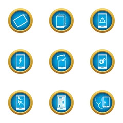 Fototapeta premium Phone setup icons set. Flat set of 9 phone setup vector icons for web isolated on white background