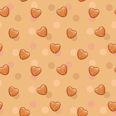 Seamless pattern with cute wooden hearts