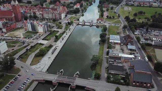 Aerial: The canal of Elblag, Poland