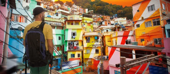 Rolgordijnen Rio de Janeiro centrum en favela © Aliaksei