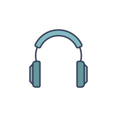 Blue headphones vector icon or logo element