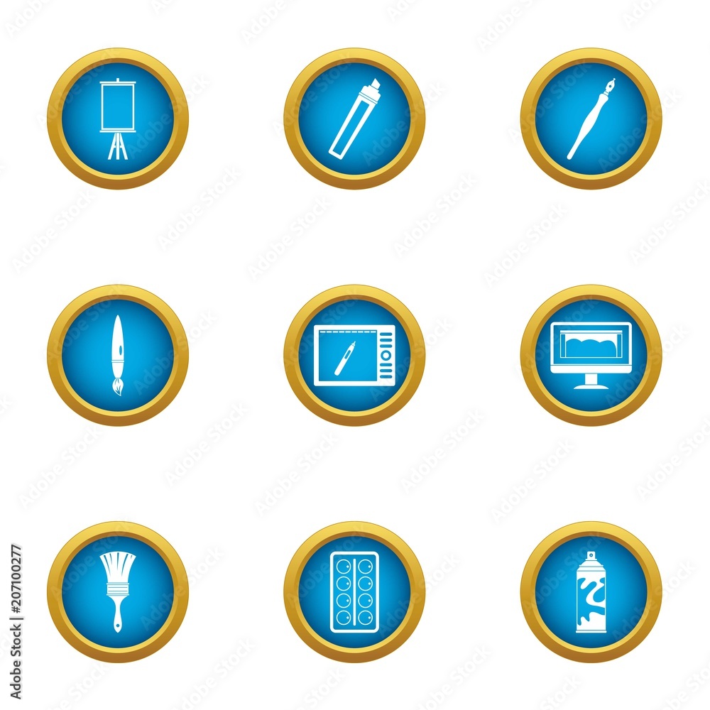 Poster develop a picture icons set. flat set of 9 develop a picture vector icons for web isolated on white 