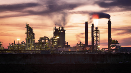 Fototapeta na wymiar Factory with air pollution, Oil industry