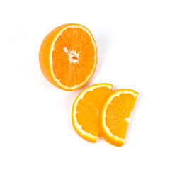 fresh orange fruit on white background isolate.