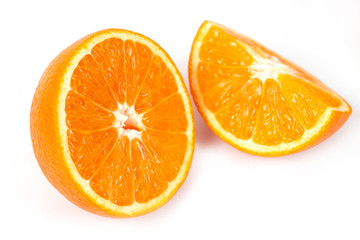 fresh orange fruit on white background isolate.