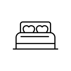 bed with love pillow icon for wedding illustration concept design. simple clean monoline symbol.