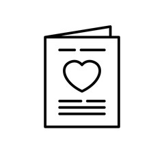 Fototapeta premium wedding party invitation. paper book with love illustration. simple clean monoline symbol.