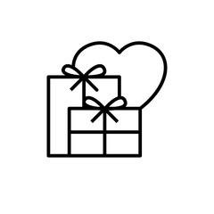 wedding gift icon. gift box with love illustration. simple clean monoline symbol.