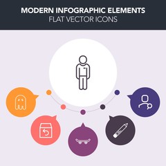 Modern, simple, colorful vector infographic background with order, office, technology, board, package, spooky, service, halloween, fashion, fear, computer, man, white, young, ghost, scary, male icons