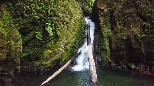 Salto do Cagarrao Waterfall located on Prego river, Sao Miguel Island, Azores, Portugal

