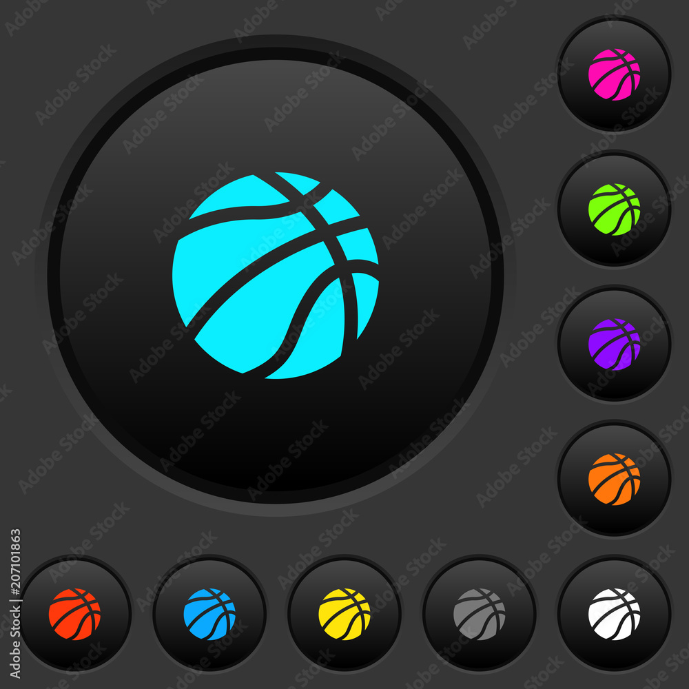 Poster basketball dark push buttons with color icons