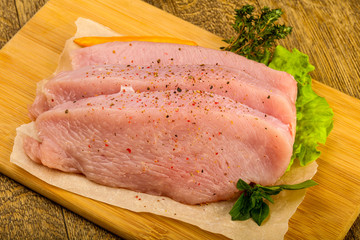 Raw turkey steak