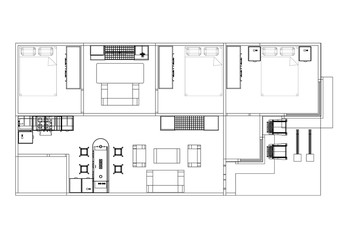 Apartment plan blueprint - isolated