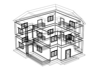 House architect design blueprint - isolated