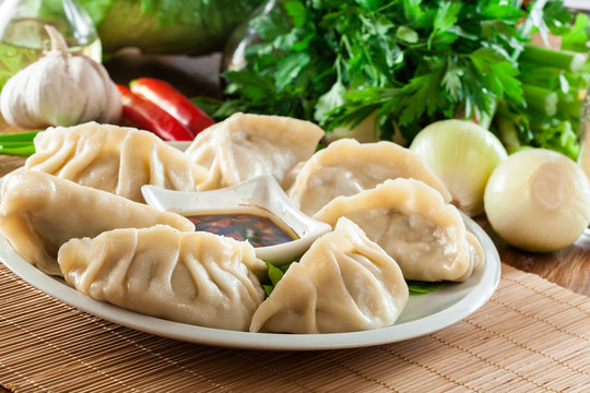 Japanese dumplings - Gyoza with pork meat and vegetables